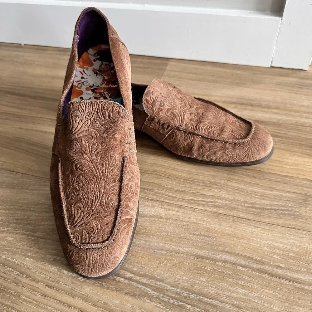 Robert Graham Shoes Mens‎ Size 8 Camrl Paisley Driver Loafers Leather 100% Suede